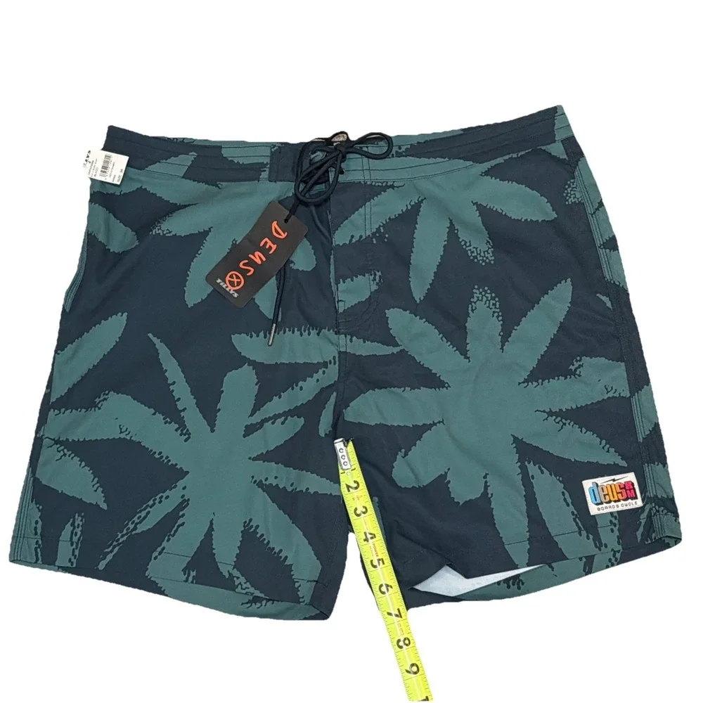 NWT Deus Ex Machina Board Short Swim Trunk Men 38x7 Hot Coral Beach Surf Green